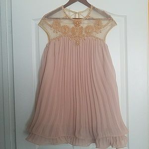 Blush pink detailed tunic dress